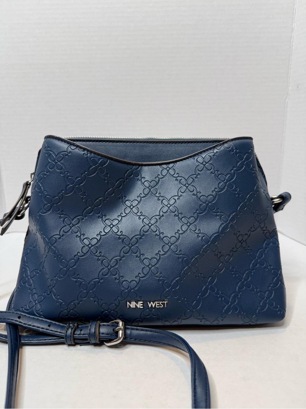 Nine West Navy Embossed Faux-Leather Crossbody